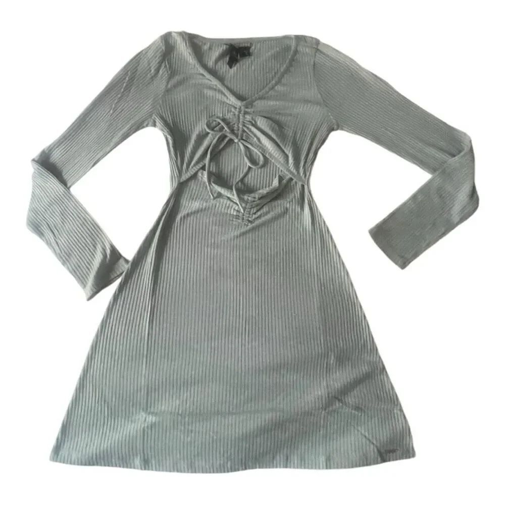 Volcom Go Off Girl Cutout Long Sleeve Dress Size XS Smokey Blue